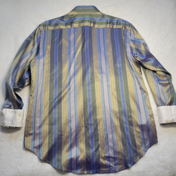 Robert Graham Limited Edition Mens Large Geometric Stripe Purple Silk 268/540 - Picture 7 of 12